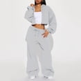 thumbnail image 6 of Womens 2 Piece Outfits Sweatsuit Crop Hooded Pullover Sweatshirt Top Jogger Sweatpants Tracksuits Set, 6 of 9