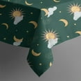 thumbnail image 4 of Green Sun Moon Cloud Pattern Rectangle Tablecloth 60"x120",Waterproof Polyester Rectangle Table Cloth, Wipeable Spillproof Polyester Tablecloth for Dining, Camping, Indoor and Outdoor, 4 of 6