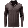 thumbnail image 2 of Kukoosong Men's Solid Color Long Sleeve Polo Shirt with Lapel Collar and Button Pocket, Loose Fit for Casual and Office Wear Men Golf T Shirt Casual Workout Tops, 2 of 6
