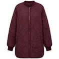 thumbnail image 5 of Vivianyo HD Women's Bomber Collar Long Quilted Jacket, Long Sleeve Lightweight Zip Up Winter Coat with Pockets, Sizes S-2XL, 5 of 8