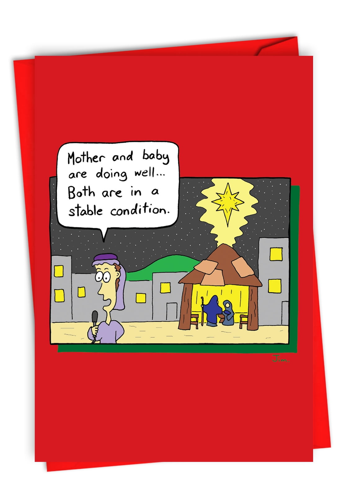 Funny Religious Note Card with Envelope  Baby Jesus Humor, Cartoon
