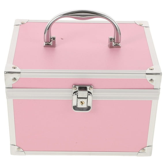 Milisten Pink Aluminum Tool Box with Handle Large Capacity Portable Metal Storage Organizer