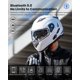 thumbnail image 2 of Casco de moto ILM 953 Bluetooth integrado modular rojo S, 2 of 8