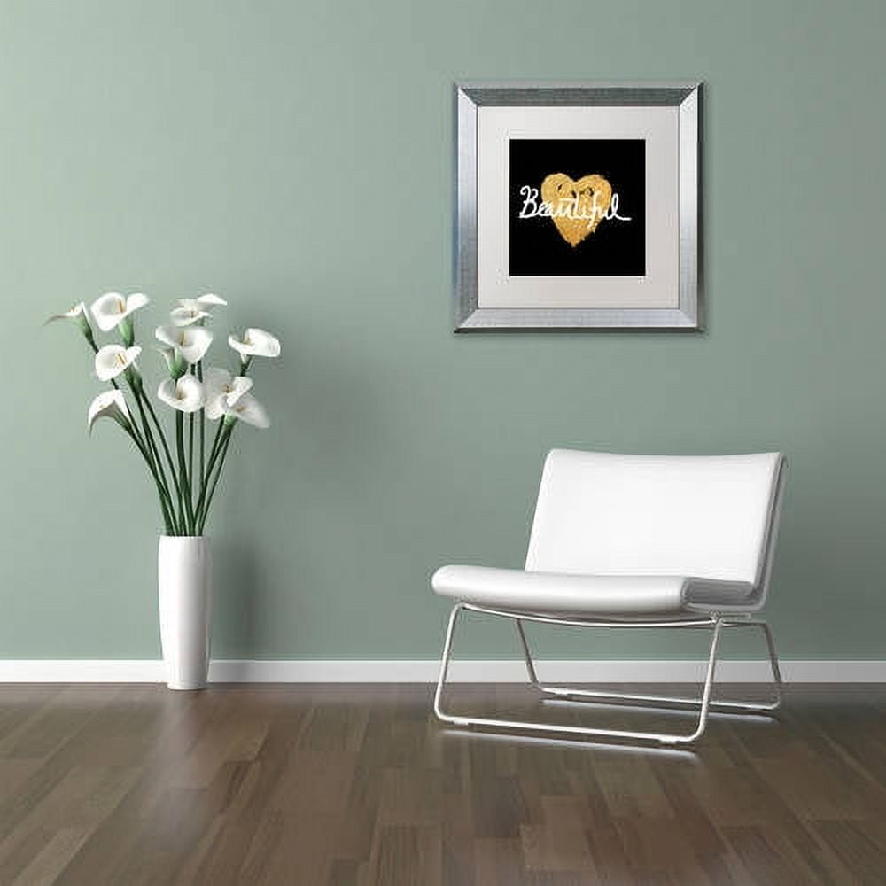Trademark Fine Art "Beautiful On Black" Canvas Art by Lisa Powell Braun, White Matte, Silver Frame