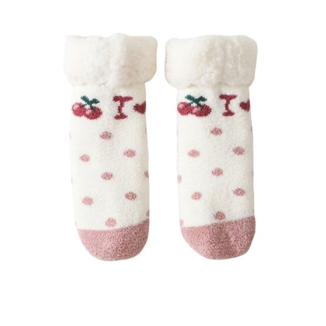 Krdevn Baby Socks - Rends Baby Slipper Socks Christmas Toddler Fuzzy Socks Warm Fleece Non Winter Socks - Socks for Baby Girl,Color:White,Size:2-4 Years