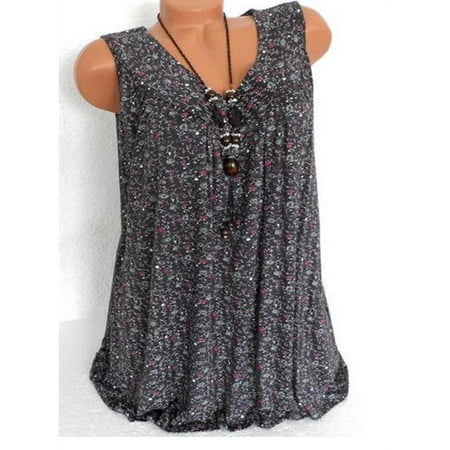 Womens Summer Loose Sleeveless Vest T Shirt Blouse Lady Boho Lace Tops Plus Size