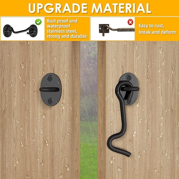 Pestillo para puerta de granero - Actualice 4 pulgadas Pestillo resistente con gancho y ojo Pestillos para puerta de pantalla Hardware Cerradura para puerta de dormitorio Puerta corrediza Armario
