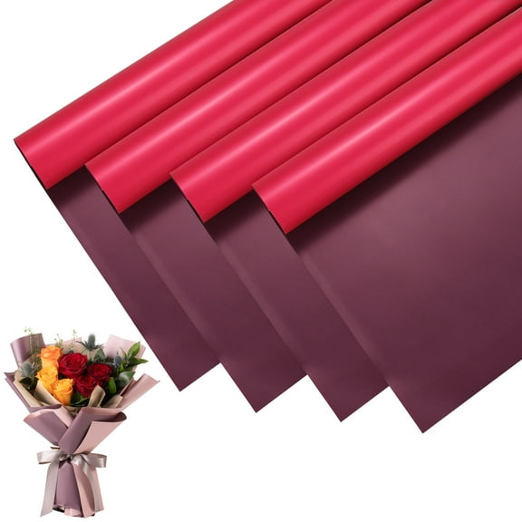 20pcs Flower Wrapping Paper Bouquet 23 Inch, Wine Red & Dark Red