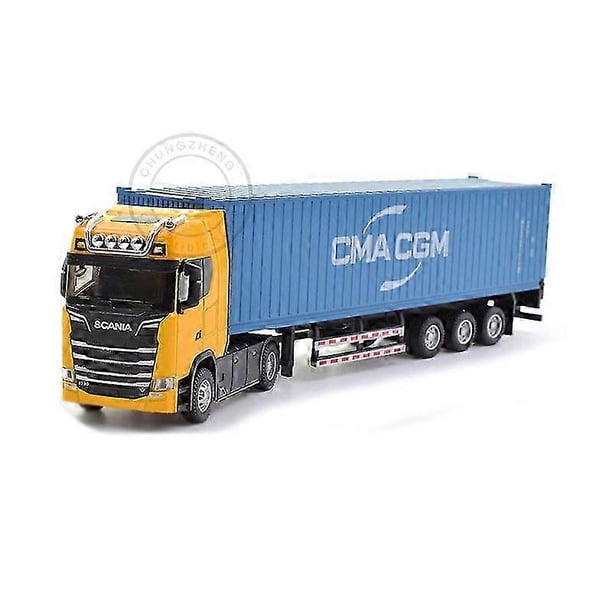 150 Large Diecast Alloy Truck Car Model Container Toy Simulation Pull Back Sound And Light Transport Vehicle Model Kids Gifts 26s