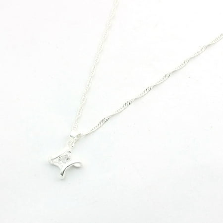 Rhinestone Dangle Pendant - Women Rhinestone Inlaid H Shape Dangle Sparkle Alloy Necklace Chain