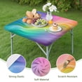 thumbnail image 4 of Rainbow Tie Dye Swirl Pattern Square Fitted Tablecloth with Elastic Edge,Square Table Cover,Washable Elastic Table Cover for Home Kitchen Party Decor 36"x36", 4 of 6