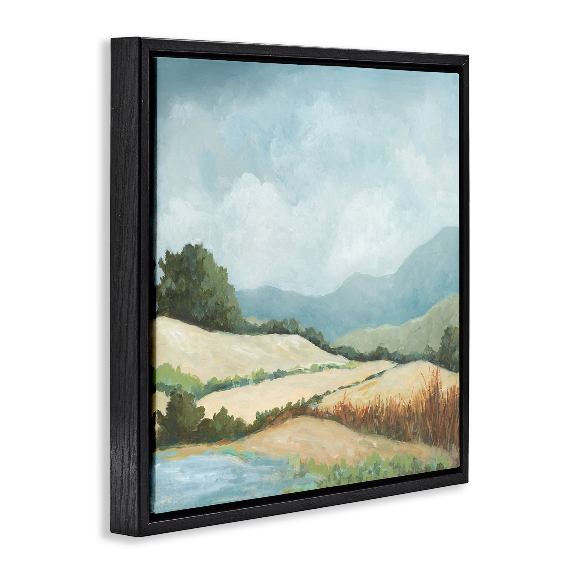 Stupell Industries Scenic Rural Hills Landscape & Nature Painting Black Floater Framed Canvas Art Print Wall Art, 25 x 25