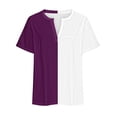 thumbnail image 5 of Fashion Olyvenn Womens Plus Size Tops Dressy Casual Summer T Shirts Short Sleeve Color Block Tees V Neck Tunics Top Purple XXXL, 5 of 5