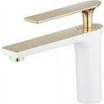 thumbnail image 1 of Grifo mezclador para lavabo Laklulu, grifo para lavabo de baño, grifo mezclador para lavabo con pintura blanca/dorada, grifo mezclador para lavabo de un solo orificio, grifos para lavabo de tocador, 1 of 5