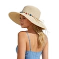 thumbnail image 3 of Sun Hats for Women Women Wide Brim Packable Straw Sun Hat Beach Summer Beige One Size, 3 of 5