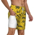 thumbnail image 3 of Picia Vintage Excavator pattern Mens Swim Trunks with Compression Liner Stretch Beach Shorts Quick Dry with Zipper Pockets No-Chafing Board Shorts-3X-Large, 3 of 9