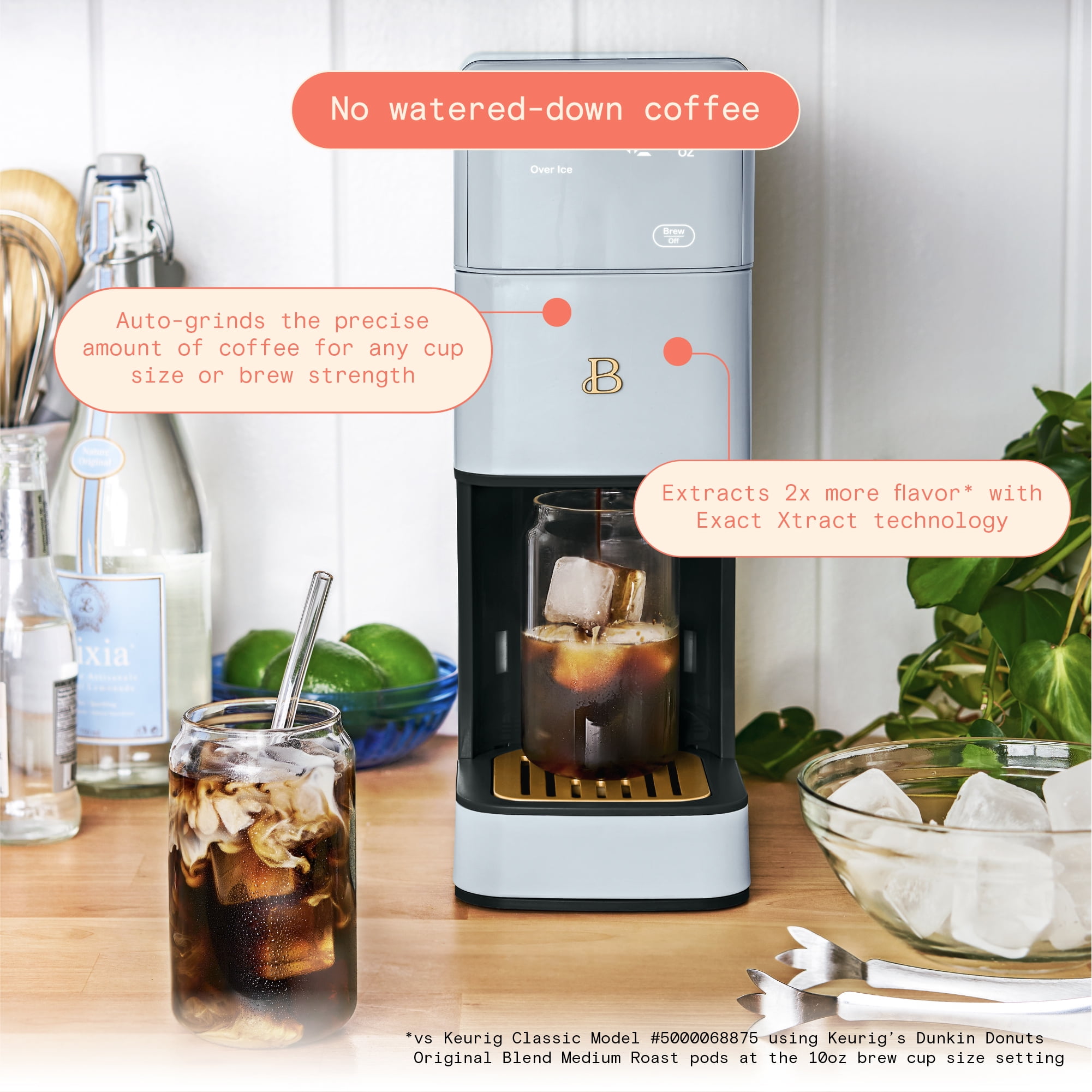 Beautiful Perfect Grind™ Programmable Single Serve Coffee Maker, Cornflower Blue by Drew Barrymore