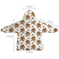 thumbnail image 7 of White Bigfoot and Footprint Pattern Blanket Hoodies for Kids 6-13YR Oversize Wearable Blanket Hoodies for Boys Girls Teens, 7 of 7