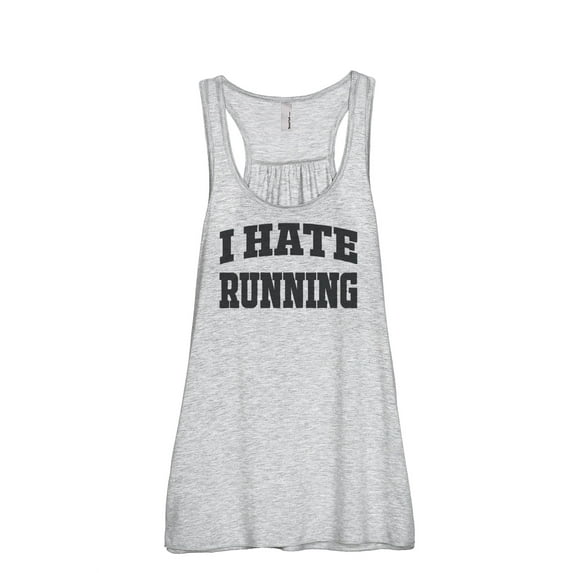 Thread Tank I Hate Running Women's Sleeveless Flowy Racerback Tank Top Sport Grey Small