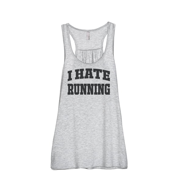 Thread Tank I Hate Running Women's Sleeveless Flowy Racerback Tank Top Sport Grey X-Large