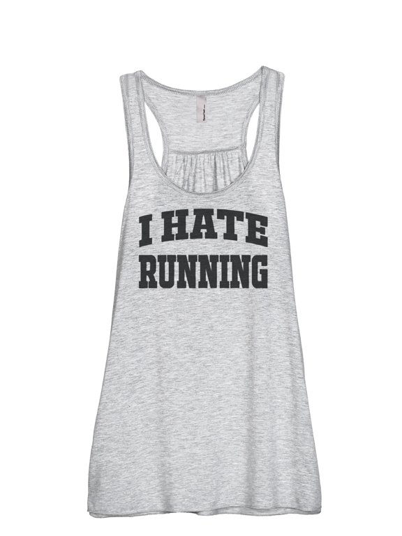I Hate Running Women's Sleeveless Flowy Racerback Tank Top Sport Grey X-Large
