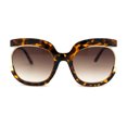 thumbnail image 1 of Eccentric Half Rim High Temple Runway Fashion Sunglasses Tortoise Brown, 1 of 4