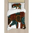 thumbnail image 3 of Animal Duvet Cover Set Queen Size, Cute Bear Silhouette Covered with Abstract Circular Spiral Shapes Dots Illustration, Decorative 3 Piece Bedding Set with 2 Pillow Shams, Multicolor, by Ambesonne, 3 of 3