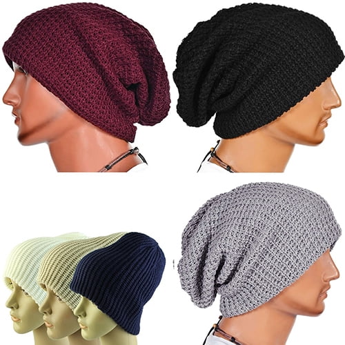 GYIAFJ Warm Knitted Hats Caps Beanie Hat Winter Warm Knitted Wool Men Hat Beanie Slouchy Skull Winter Hats Men