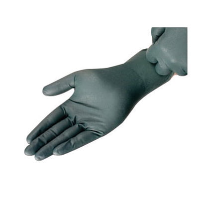Microflex Large Dark Green Dura Flock 8 mil Nitrile Ambidextrous Powder-Free, Textured Disposable Gloves With Beaded Cuff And Flock Lining
