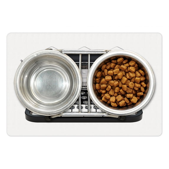 Typewriter Pet Mat for Food and Water, Digitally Generated Illustration of Antique Device, Non-Slip Rubber Mat for Dogs and Cats, 18" X 12", by Ambesonne