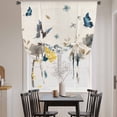 thumbnail image 3 of Blue Floral Balloon Curtains for Windows, Bedroom Curtains 54 Inch Length, Spring Watercolor Flowers Butterflies Beige Tie Up Curtains Panels Thermal Insulated Bathroom Curtains Window 42"x54", 3 of 8