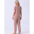 thumbnail image 3 of DARING DIVA Women's Soft Short Sleeve Shirt Long Pant Pajamas Sets S Pink, 3 of 6