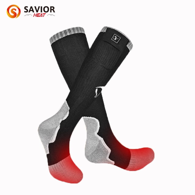 Savior Heat 7.4V Rechargeable Heated Socks for Men - Washable Electric Winter Warming Socks for Hunting Skiing Outdoors - Battery Included