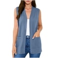 thumbnail image 2 of Wlynlyn Women Sleeveless Cardigans Casual Loose Fitted Open Front Solid Color Summer Ladies Vest with Cozy Large Pockets, 2 of 9