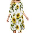 thumbnail image 1 of Vestido con escote cuadrado y estampado de girasoles, bonitos vestidos holgados con estampados, elegante vestido de fiesta en la playa, flores de girasol, olas del mar soleado de primavera, 1 of 6