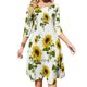 thumbnail image 1 of Vestido con escote cuadrado y estampado de girasoles, bonitos vestidos holgados con estampados, elegante vestido de fiesta en la playa, flores de girasol, olas del mar soleado de primavera, 1 of 6