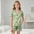 thumbnail image 2 of WXFAZCVU Girls' Short Sleeve Pajama Set Button Down Shirt and Shorts Soft Kids Sleepwear Size 5-6 Years, 2 of 4