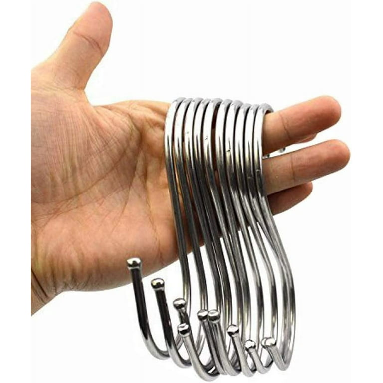 Heavy Duty Metal Chrome Plated S Shape Hooks, Set of 10 (Large)