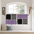 thumbnail image 2 of Purple Black Tier Curtains 24 Inch Length, Farmhouse Striped Modern Abstract Art Cafe Short Curtains for Bathroom Over Sink, Small Kitchen Curtain Light Filtering Tiered Drapes 2 Panels 27.5"Wx24"L, 2 of 8