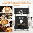 thumbnail image 2 of yeacher Aeomjk Retro Espresso Machine with 20Bar Pressure, Auto Milk Frother, 1.5L Tank, Single/Double Cup Brewing, Visual Thermometer, Compact Design for Latte & Cappuccino, 110V US Plug, Black, 2 of 7