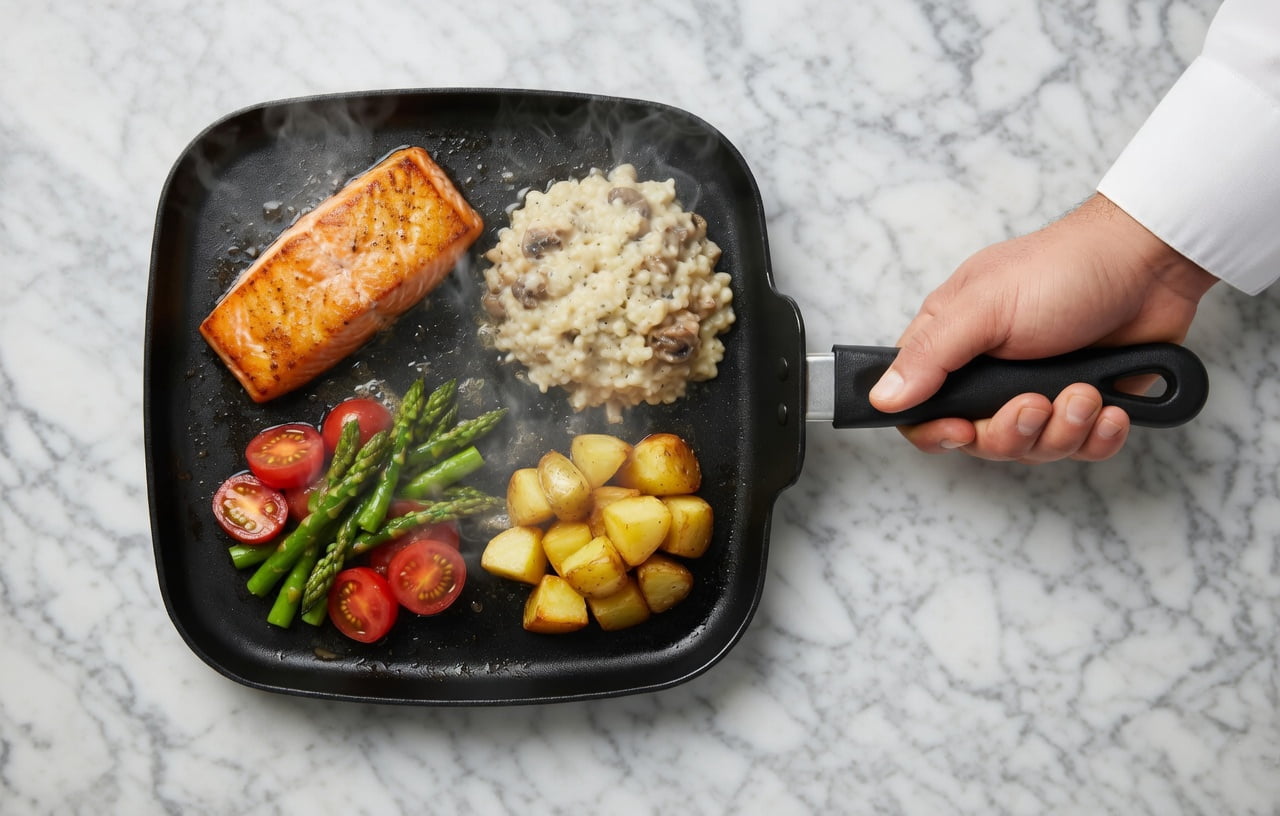 10.5 Inch Square Cast Aluminum Griddle Pan - Fast Heat, Scratch Resistant Surface, Easy Clean Flat Grill Pan for Stovetop Cooking