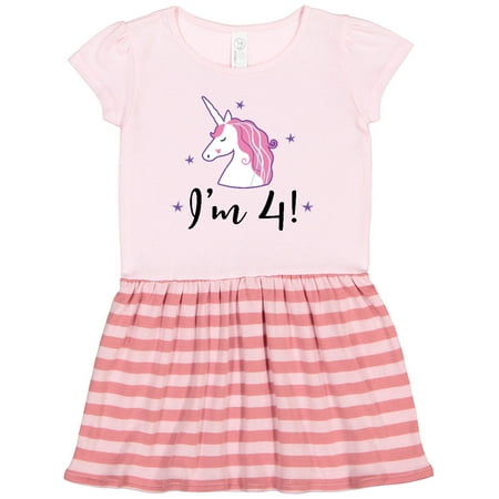 

Inktastic 4th Birthday Cute Unicorn Gift Toddler Girl Dress