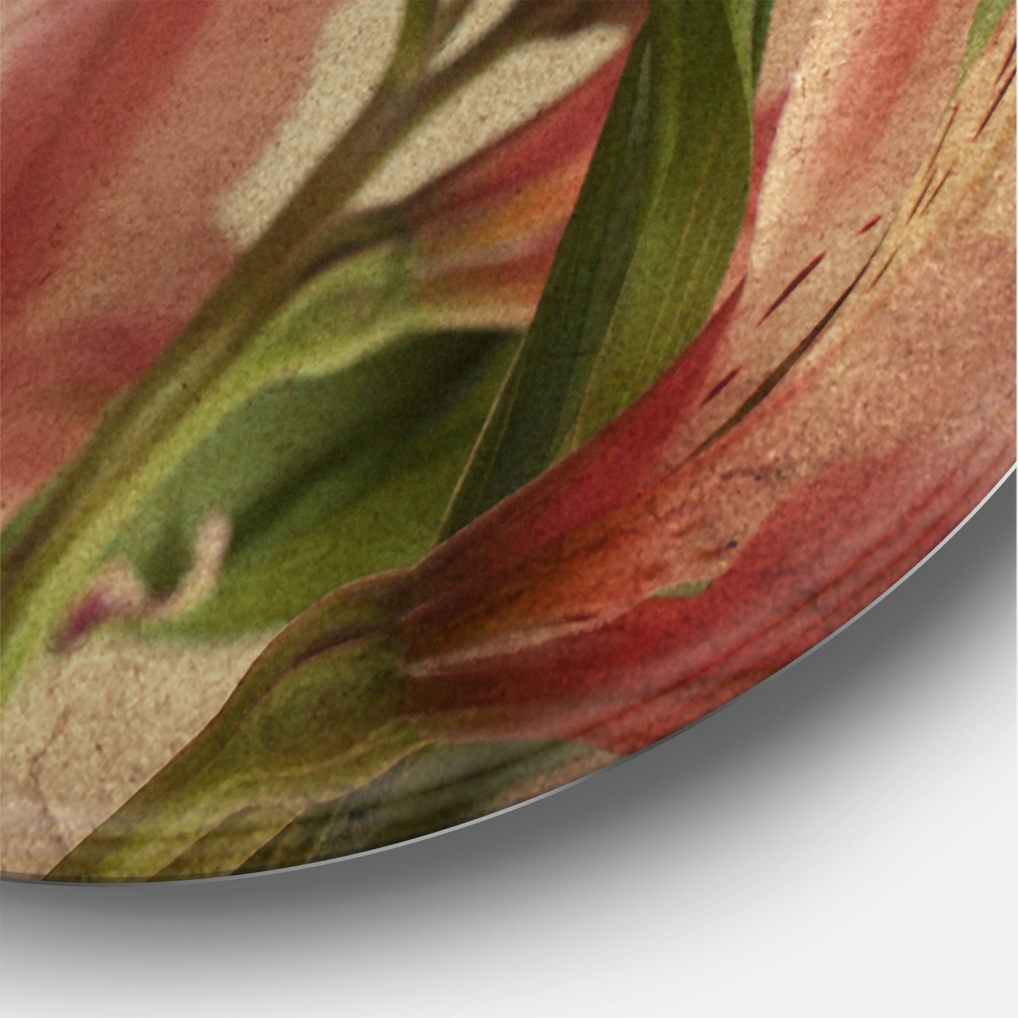 Designart 'Alstroemeria Flower Retro ' Traditional Circle Metal Wall Art 29x29 - Disc of 29