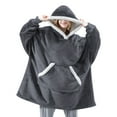 thumbnail image 2 of Wearable Sherpa Blanket Hoodie with Pocket, Double-Sided Plush & Flannel, Oversized Hood, 2 of 19