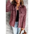 thumbnail image 1 of Women's Brown Pocketed Button Ribbed Textured Shacket, 1 of 29