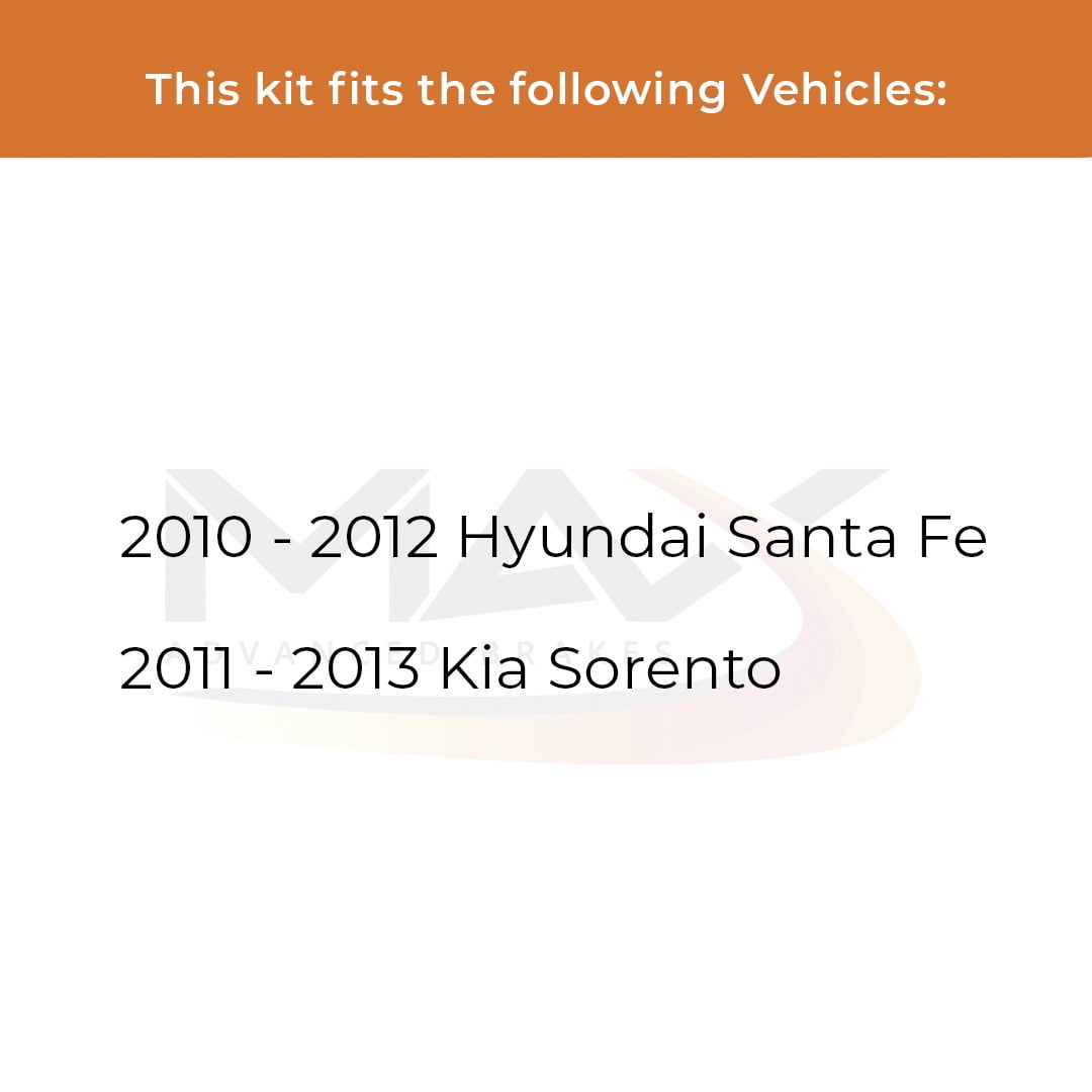 MAX Advanced Brakes - Brake Kit For 2010-2012 Hyundai Santa Fe, 2011-2013 Kia Sorento | Carbon Ceramic Brake and Rotor Kit Front and Rear | Daily Driving OE Replacement Brake Rotors