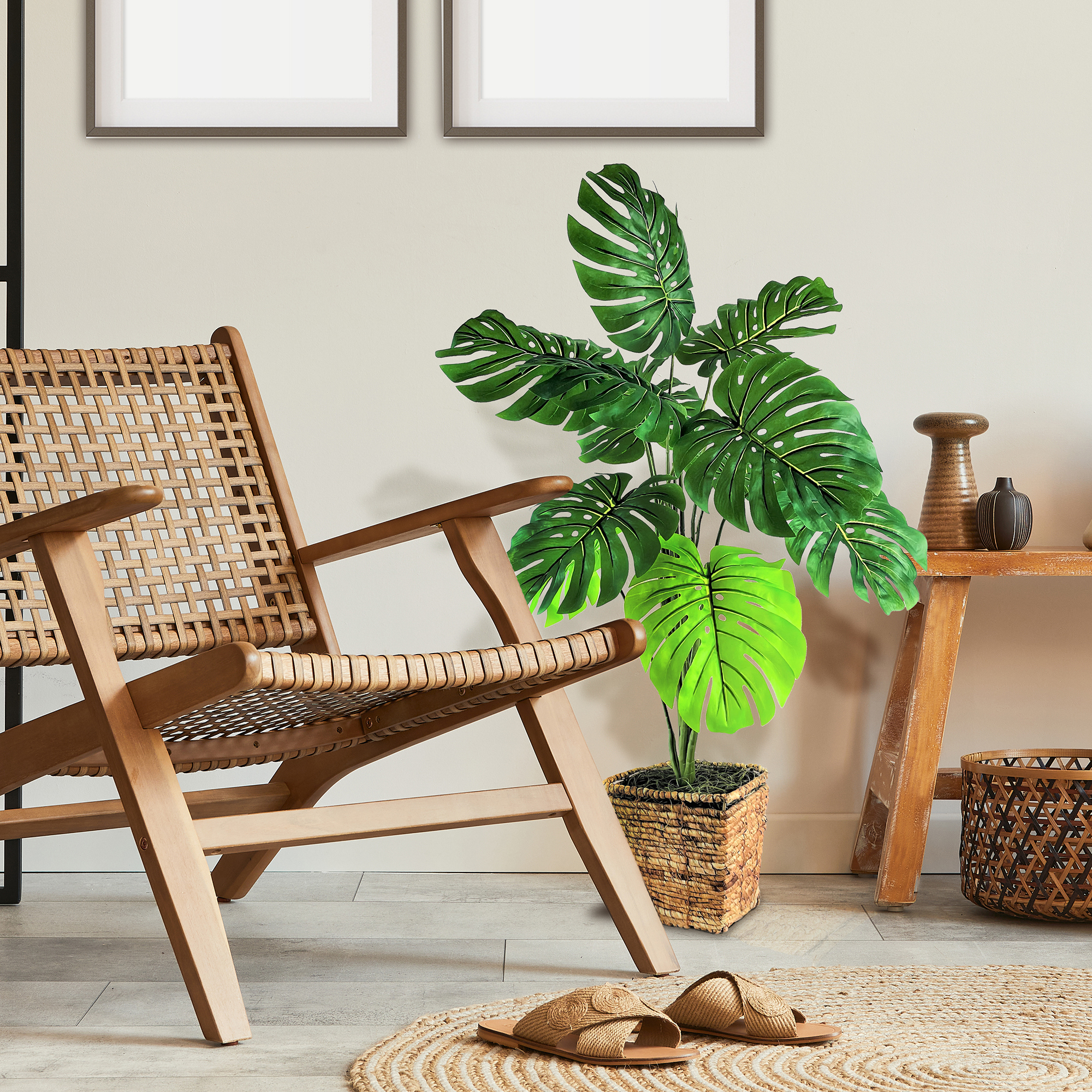LCG Florals Artificial Plant, Monstera Plant, 3.33 ft, Square Basket