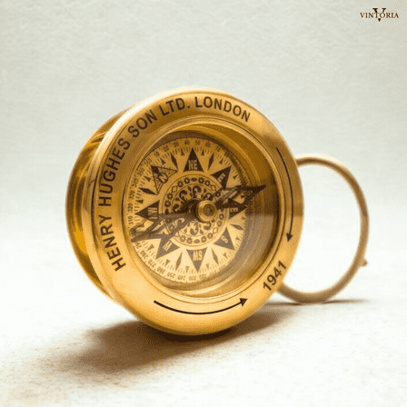 Brass Twin Compass 3" with Magnifying Glass & Leather Case Nautical Marine Gift
