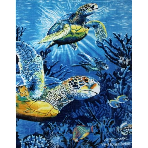Seaturtles Signature Collection Queen Size Reversible Plush Blanket 79" x 95"