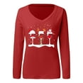 thumbnail image 4 of Lroveb Christmas Shirts for Women Long Sleeve Tshirts Winer Tops Casual Loose Fit Blouse Winter Tunic Top V Neck Graphic T Shirts, 4 of 5